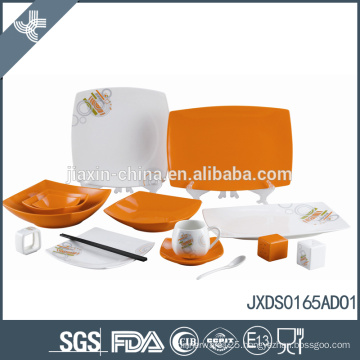 Eco-friendly wholesale orange polka dots ceramic dinnerware italian design